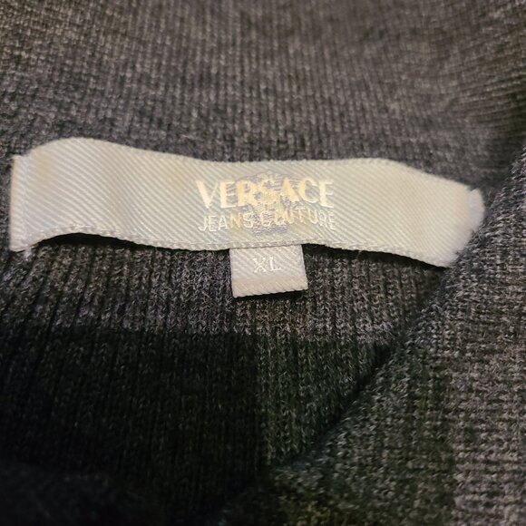 Versace Jean Couture Logo Quarter Zip Ribbed Sweater -  Size XL - Picture 14 of 14